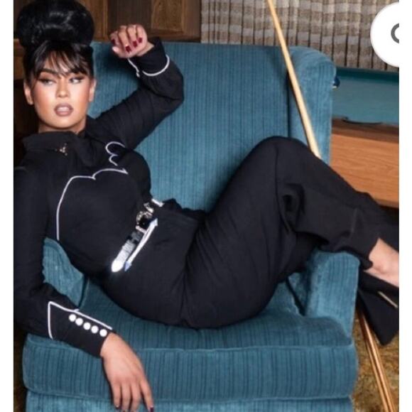 Unique Vintage Rebel Love Western Jumpsuit Rockabilly Retro1950s Sz 3X #34 - Picture 2 of 12